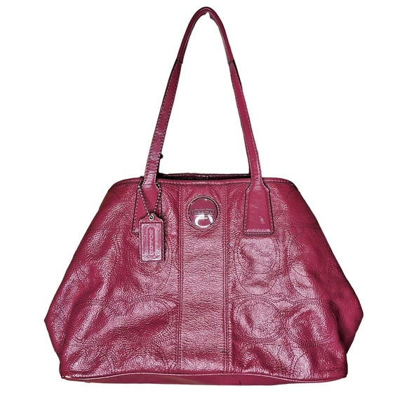 Coach Handbags - Coach vintage KissLock patent leather signature monogram shoulder bag muave rose
